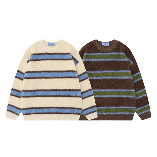 Vintage Stripe Knitted Men's And Women's Sweaters