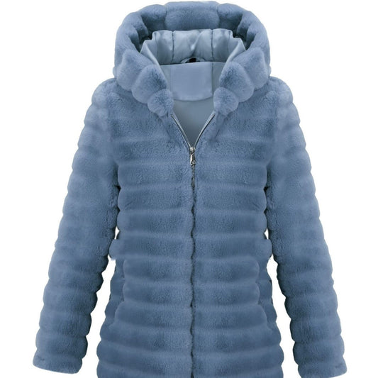 Artificial Mink Hair Hooded Jacket Women