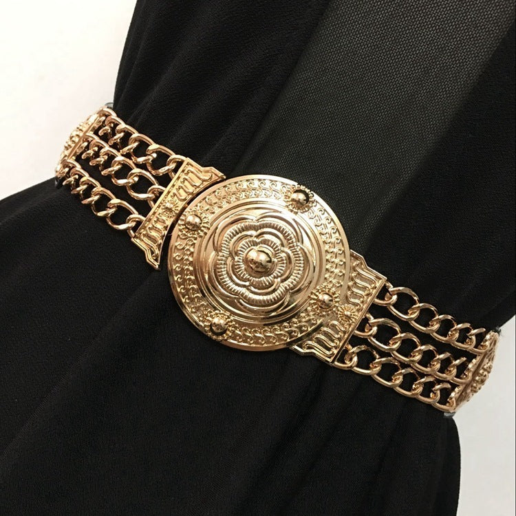 Fashion Metal Elastic Wide Belt Chain