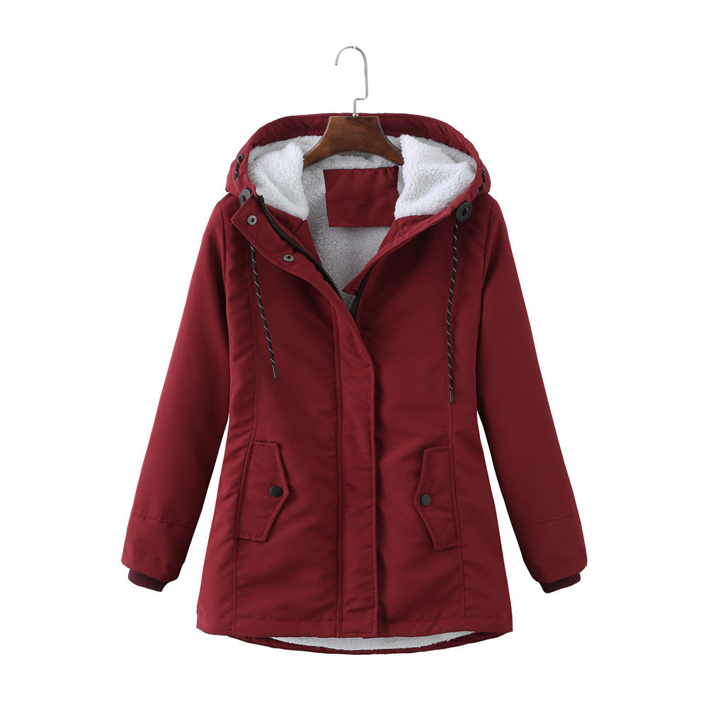 Ladies Hooded Lambswool Parka Winter Jacket