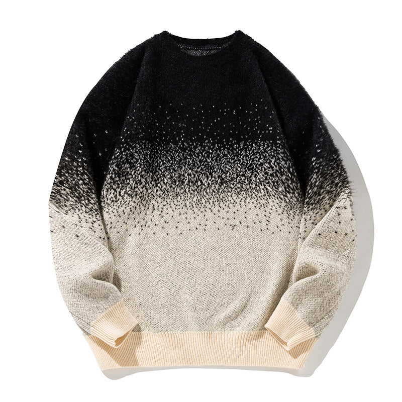 Artificial Mink Plush Gradient Design Sweater