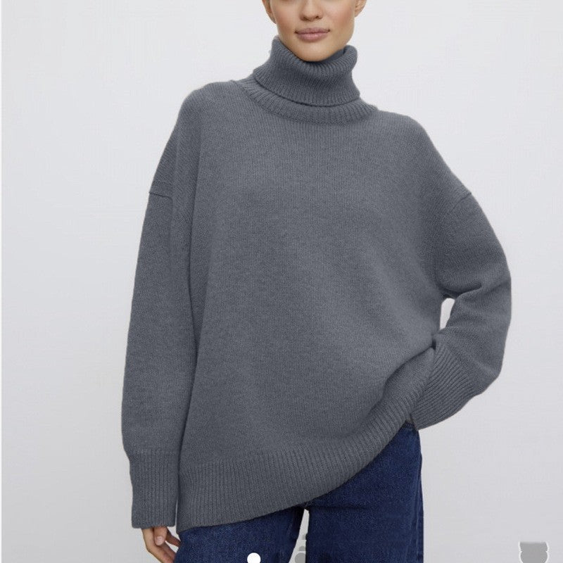 High Collar Loose Knitted Sweater