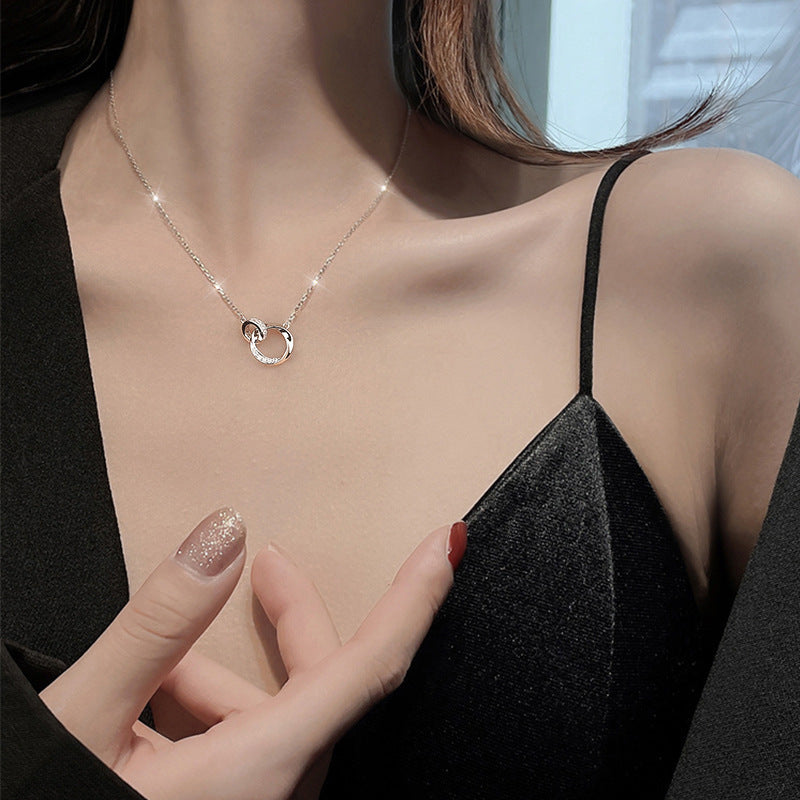 S925 Silver Mobius Strip Necklace Women's Ring Buckle