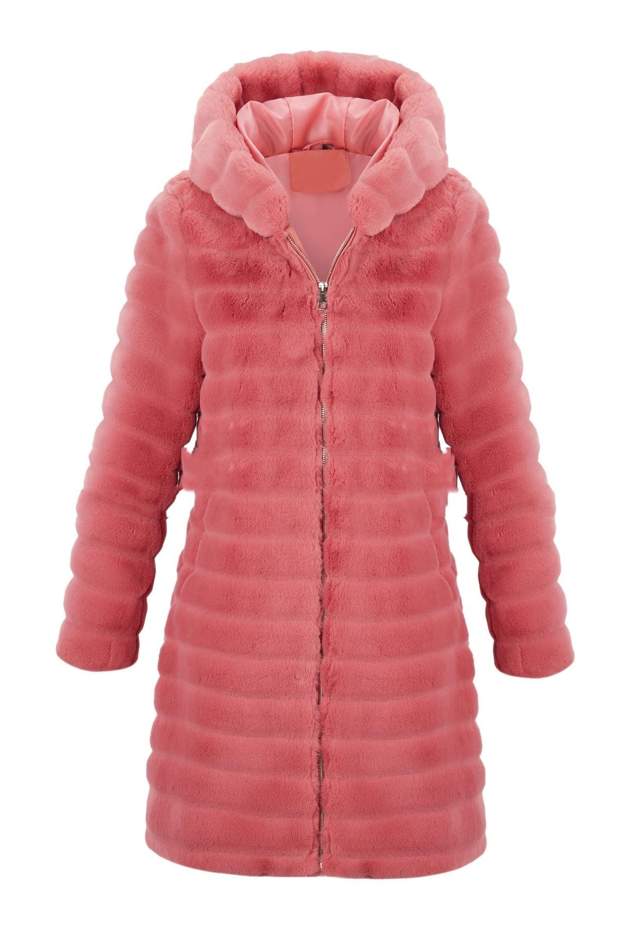 Artificial Mink Hair Hooded Jacket Women