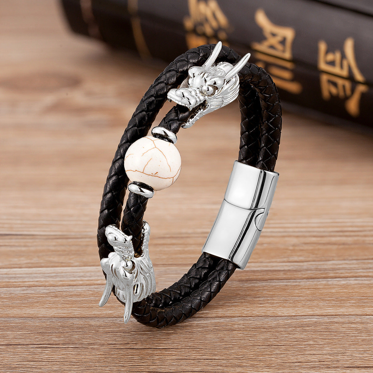 Double Layer Woven Leather String  Faucet Bracelet