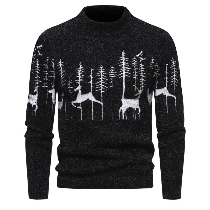 Christmas Deer Printed Sweater For Men