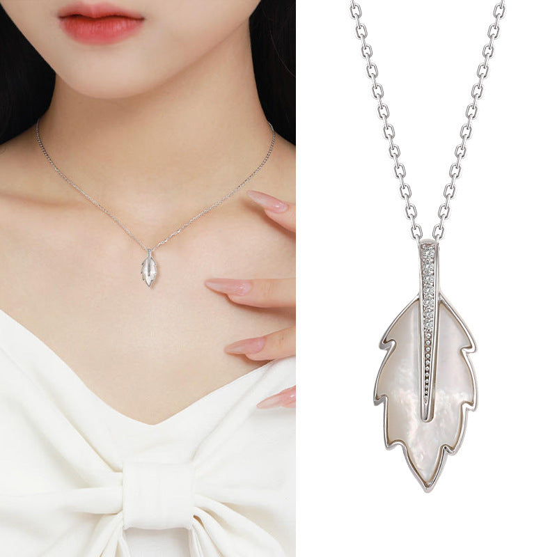 S925 Sterling Silver Epoxy Leaf Necklace