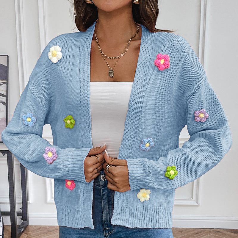 Flower Sweet Knitted Cardigan Sweater For Women