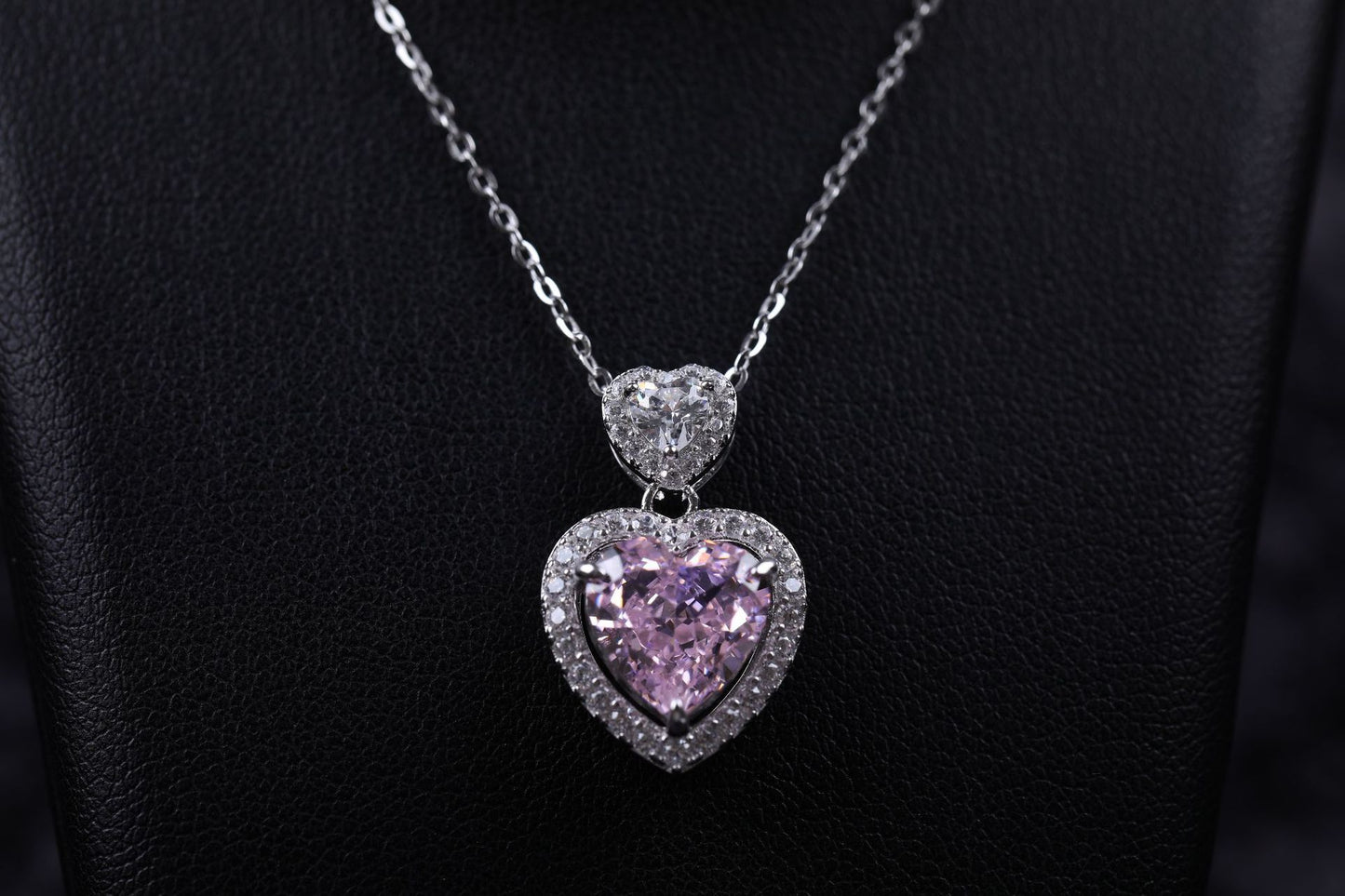 S925 Double Heart Original Pendant For Women Elegant Necklace