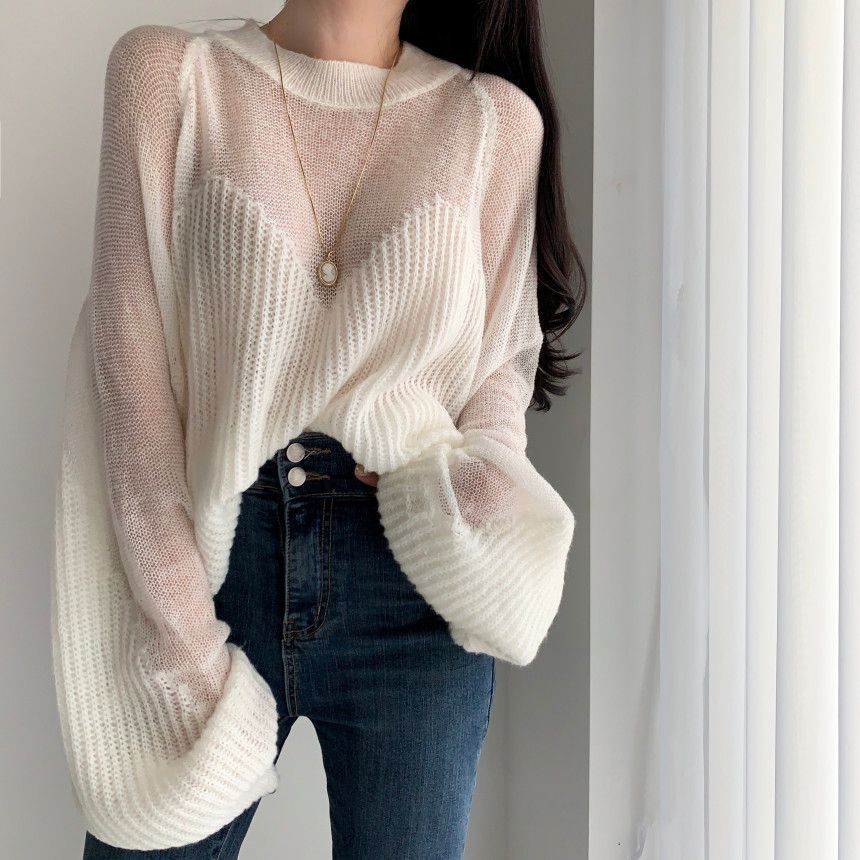 Artistic Sense Of Lantern Sleeve Knit  Women's Sweater