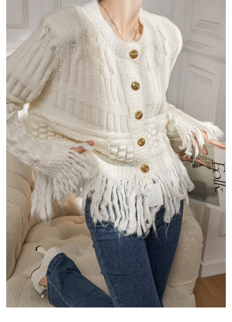 Women's French-style Retro Tassel Cardigan Jacket