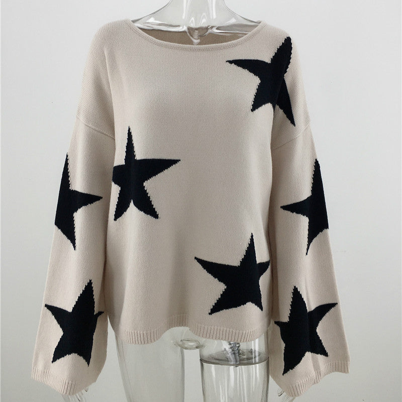 Fall Winter Plus Size Five-pointed Star Sweater