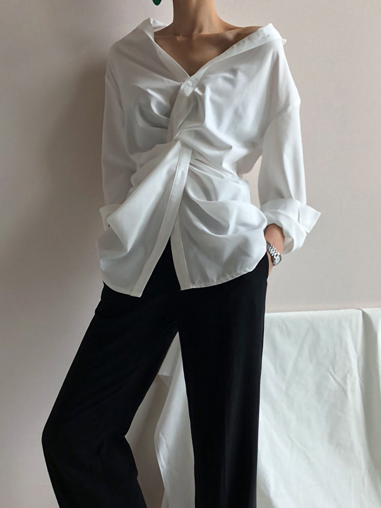 Niche Irregular Loose V-neck Shirt Spring