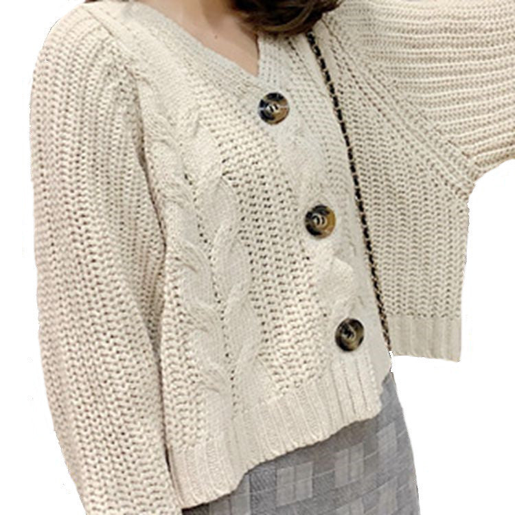 Autumn And Winter Button Solid Color Sweaters