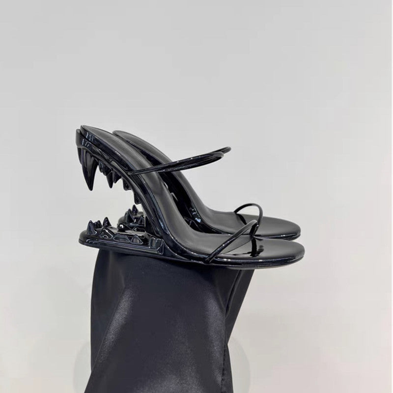 Metal High Heeled Fangs Sandals