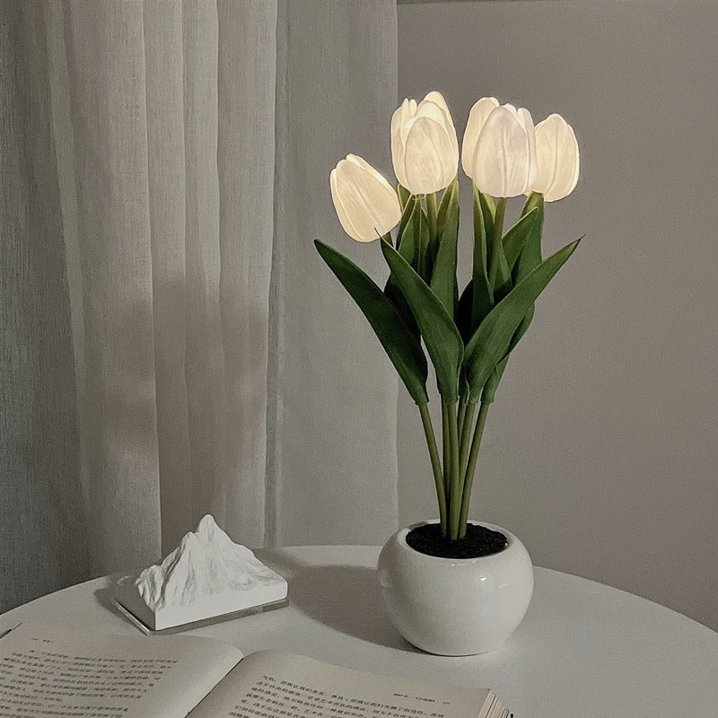 LED Tulip Flower Night Light Artificial Flowerpot