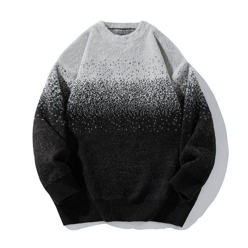 Artificial Mink Plush Gradient Design Sweater