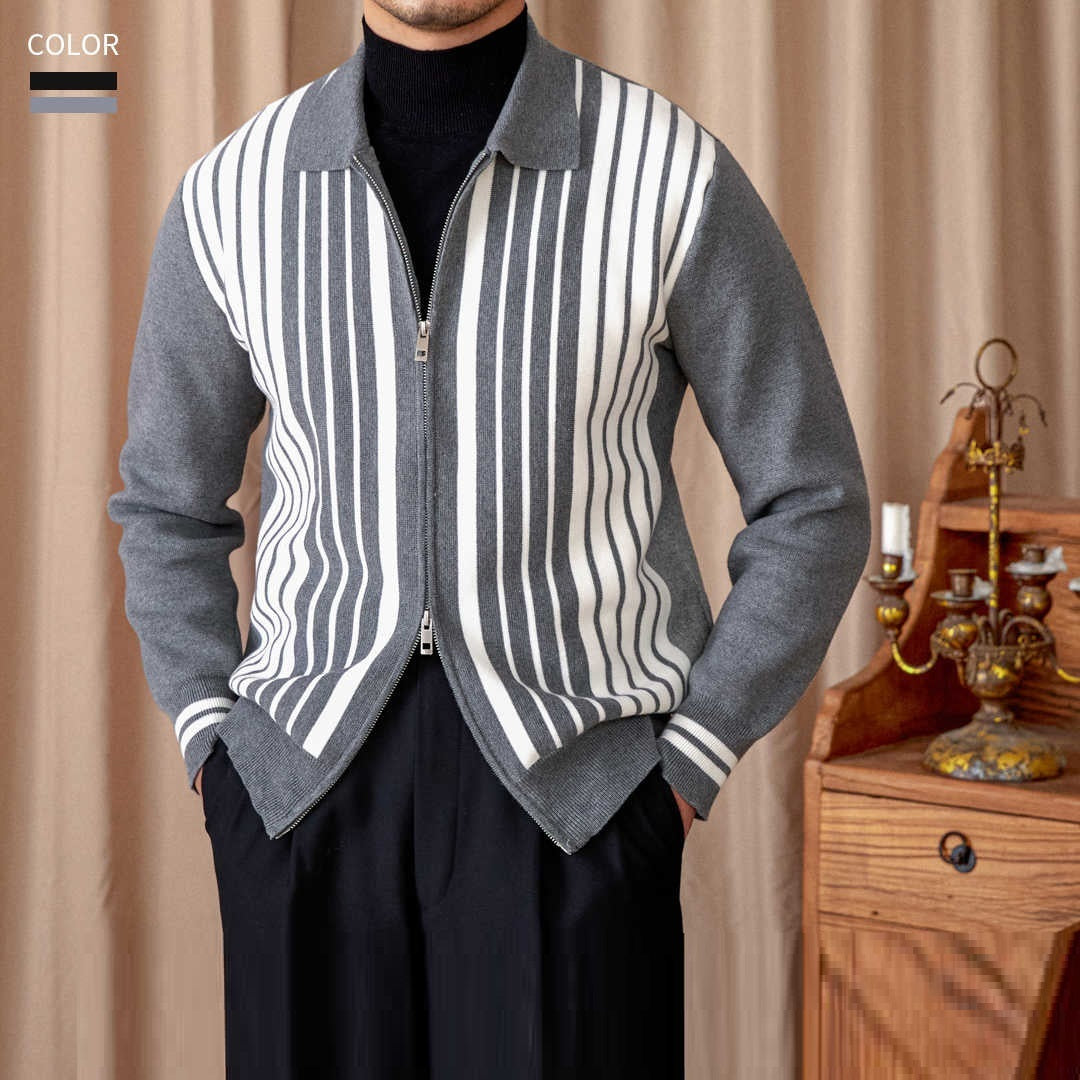 Autumn And Winter Wild Striped Cotton Men's Cardigan