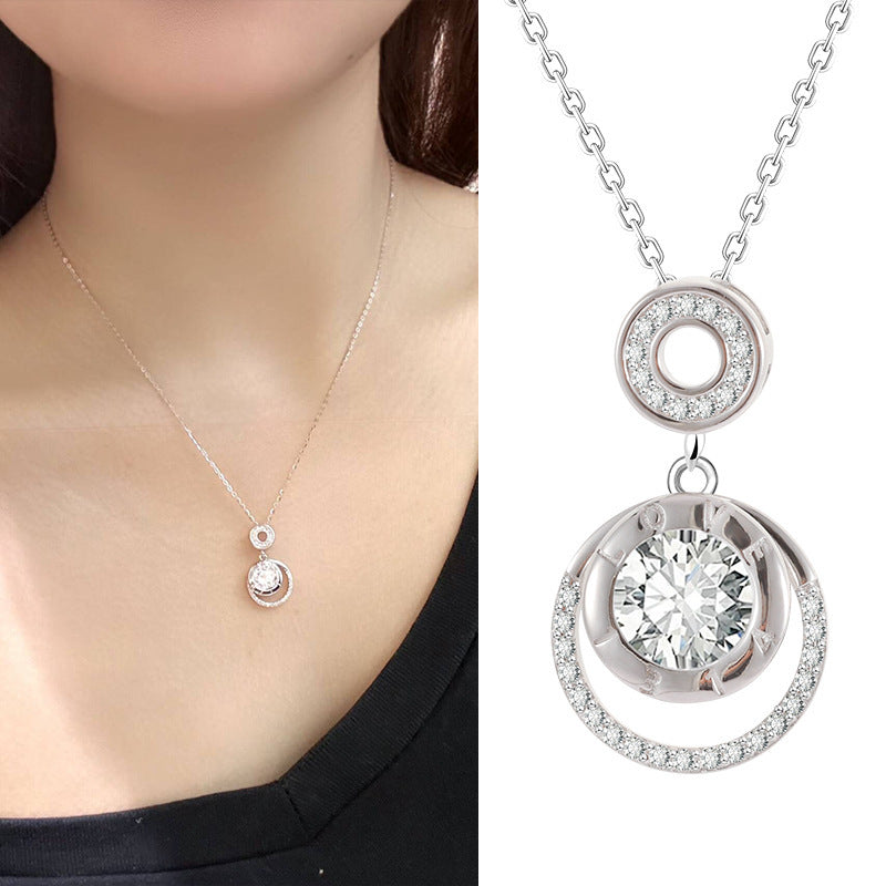 S925 Sterling Silver Love Diamond-studded Necklace