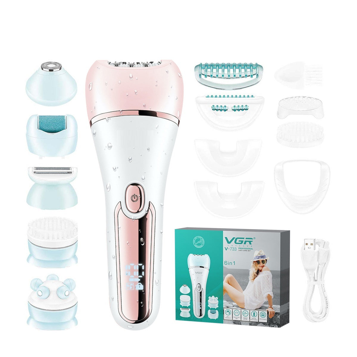 Six-in-one Women's Electric Plucking Hair Removal Device Suit