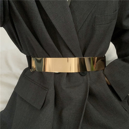 Mirror Glossy Metal  Waist Dress Belt