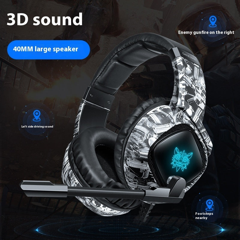 Camouflage Color Head-mounted RGB Computer Wired Bass Gaming Headset For E-sports