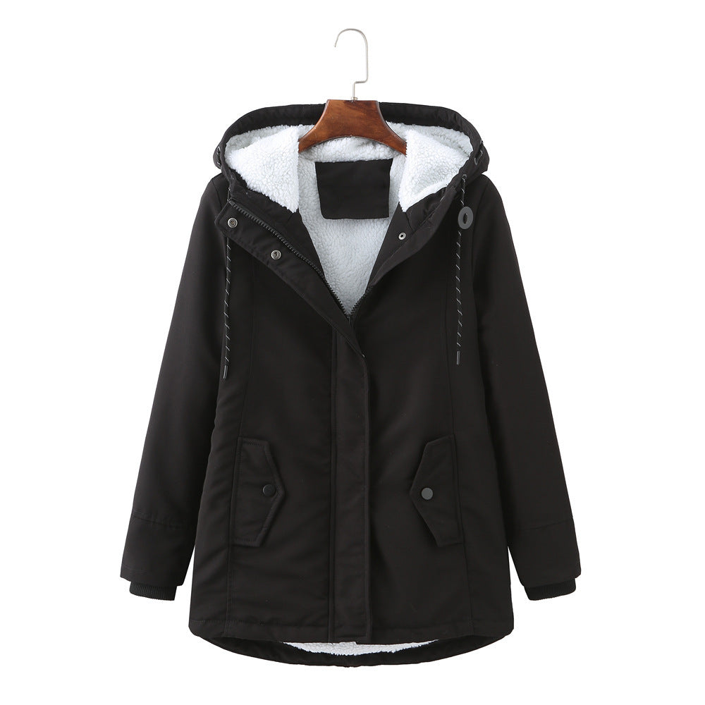 Ladies Hooded Lambswool Parka Winter Jacket