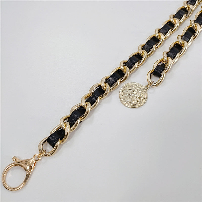 Exaggerated Flannel Alloy Waist Decoration Retro Multilayer Chain