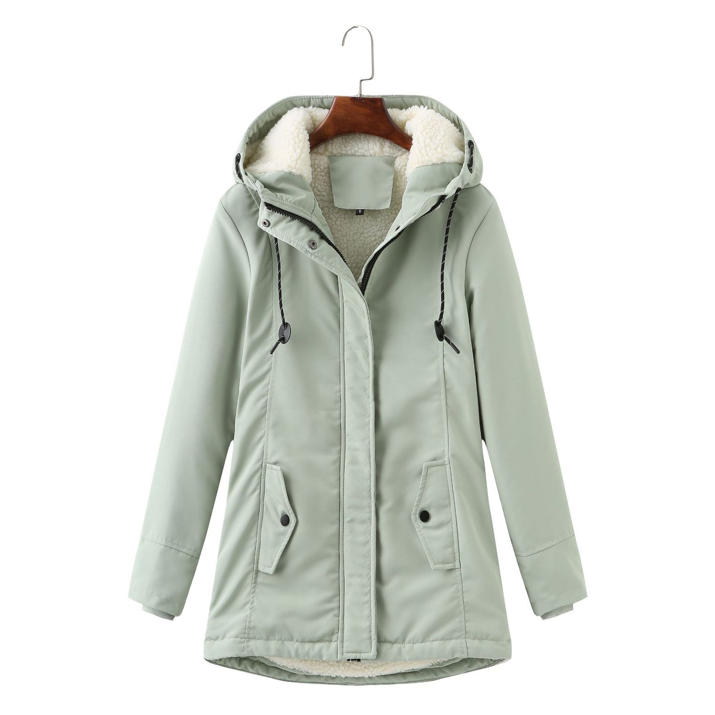 Ladies Hooded Lambswool Parka Winter Jacket