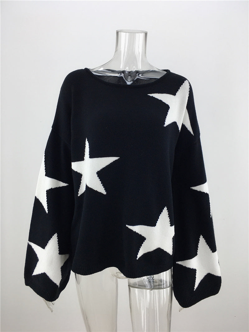 Fall Winter Plus Size Five-pointed Star Sweater