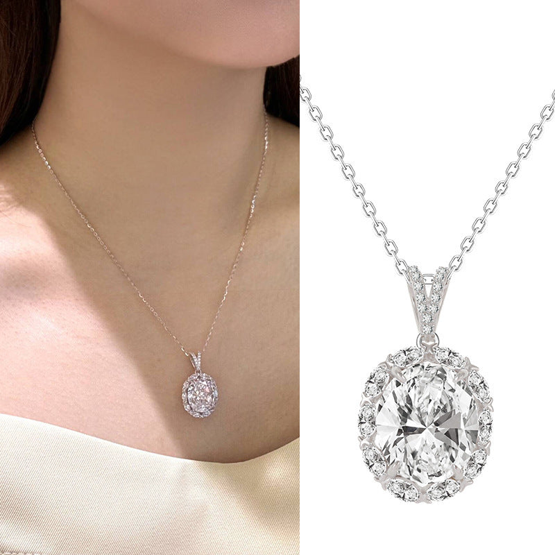 Fashion High Carbon Diamond Ice Flower Cut Necklace