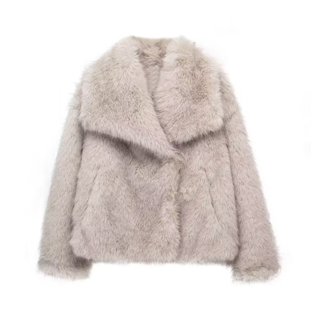 Winter Plush Coat Fashion Thicken Lapel Outwear