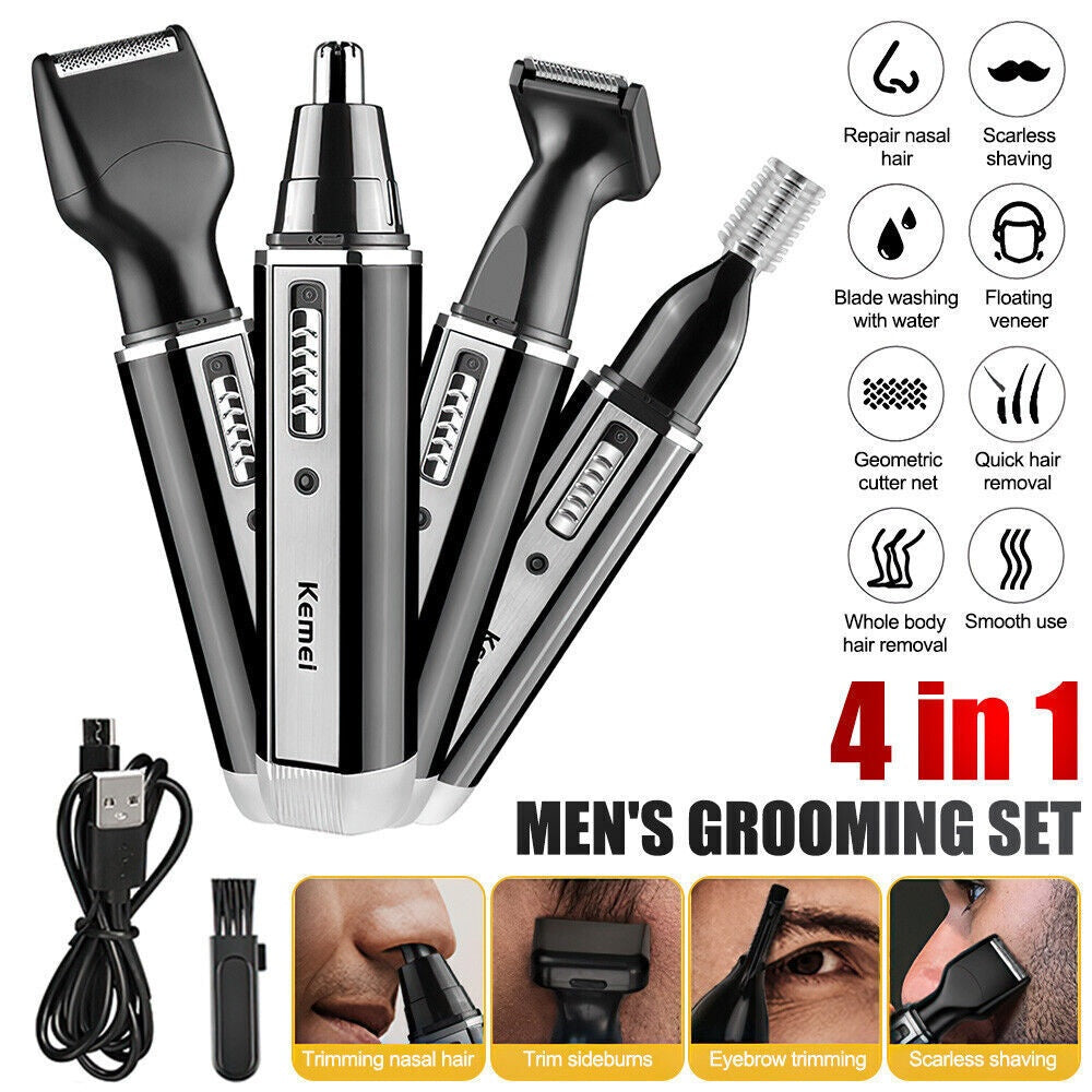 4 In 1 Rechargeable Hair Beard Eyebrow Ear Nose Shaver Trimmer