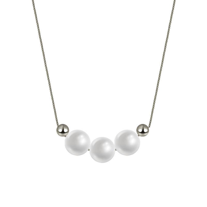 925 Silver Round Necklace Shell Pearl