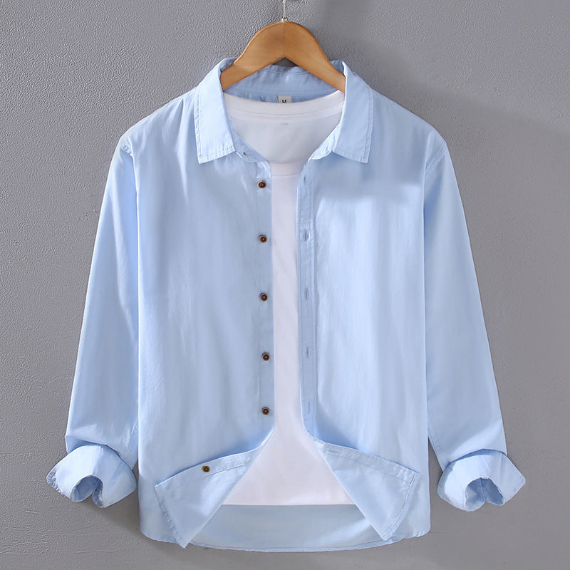 Style Thin Long Sleeve Shirt Men's Loose Casual Cotton