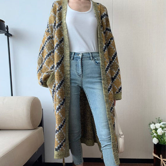 Mohair French Style Long Sleeve Loose Knitted Cardigan