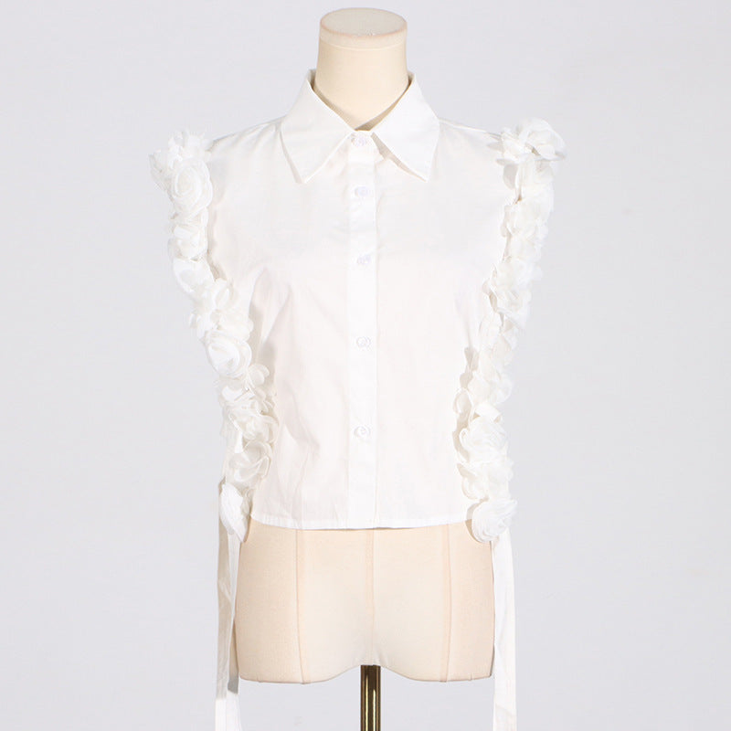 Three-dimensional Flower Stitching Shirt For Women