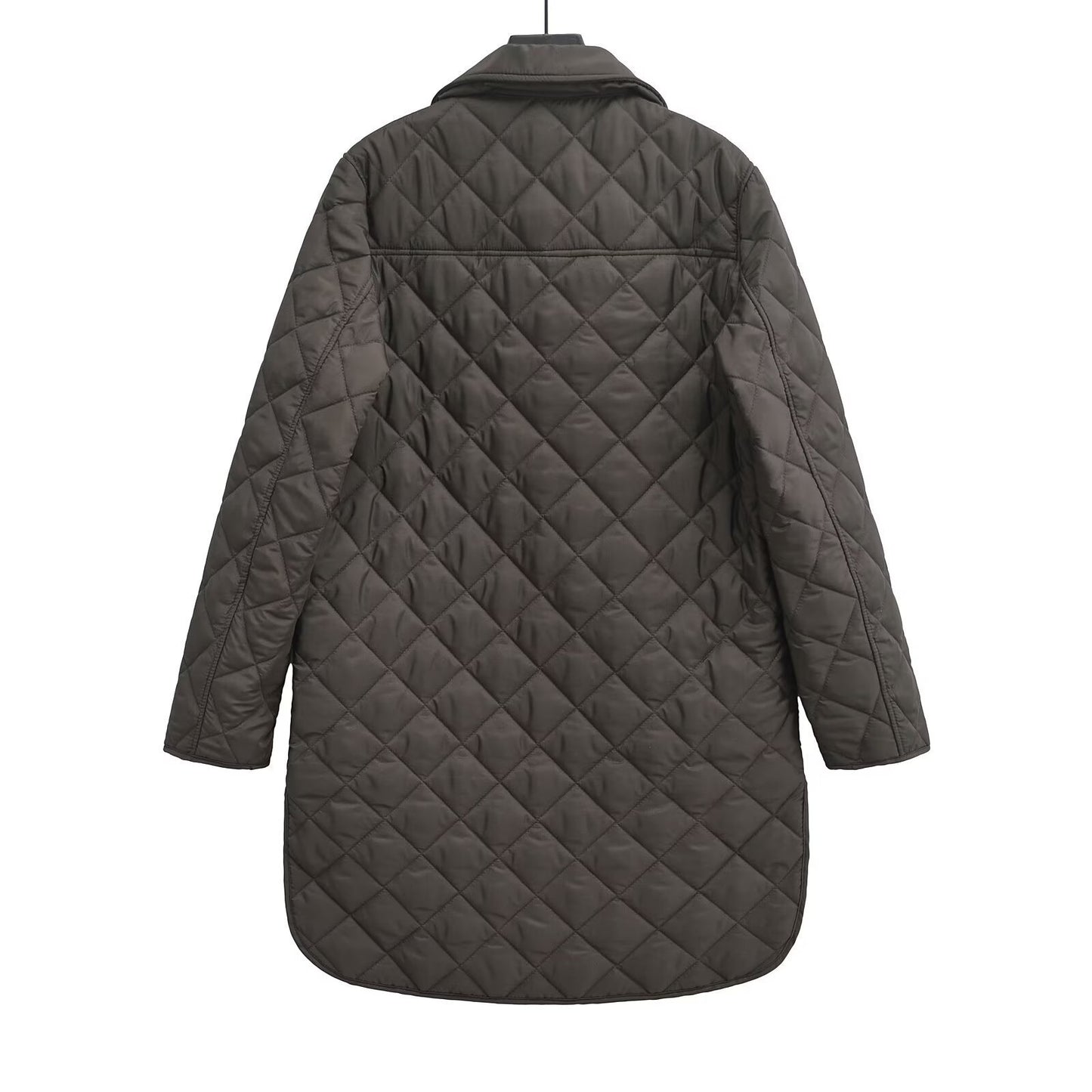 Women's Lapel Rhombus Loose And Warm Cotton-padded Coat