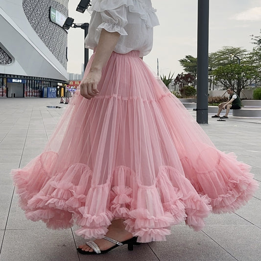 A- Line Bubble Large Hem Fashion Mesh Skirt