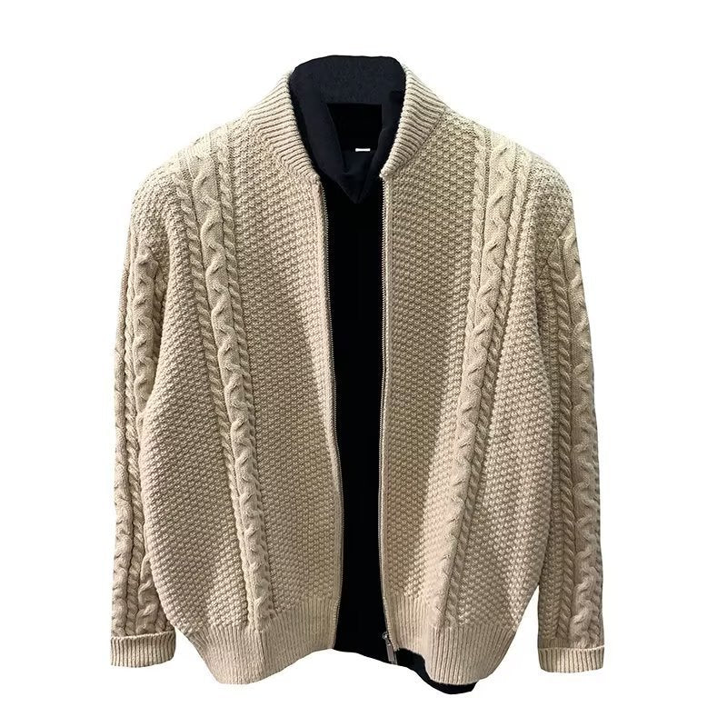 Double Zipper Design Cardigan Sweater