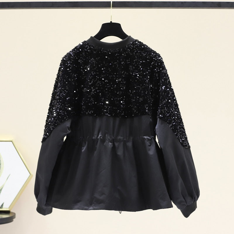 Fashionable And Simple Ladies' Waist Sequined Jacket