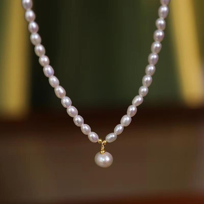 Natural Freshwater Pearl Necklace Women's Simple Fashion Elegance Retro Clavicle Chain All-matching