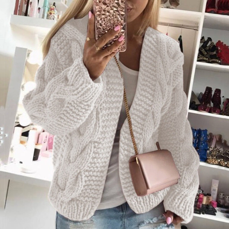 Women's Thick Thread Twist Knitted Cardigan