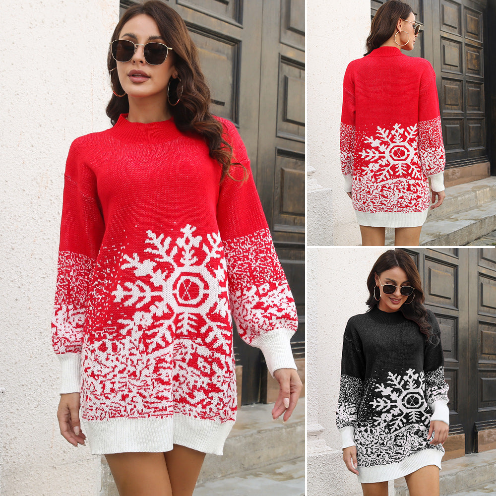 Christmas Snowflake Sweater Dress