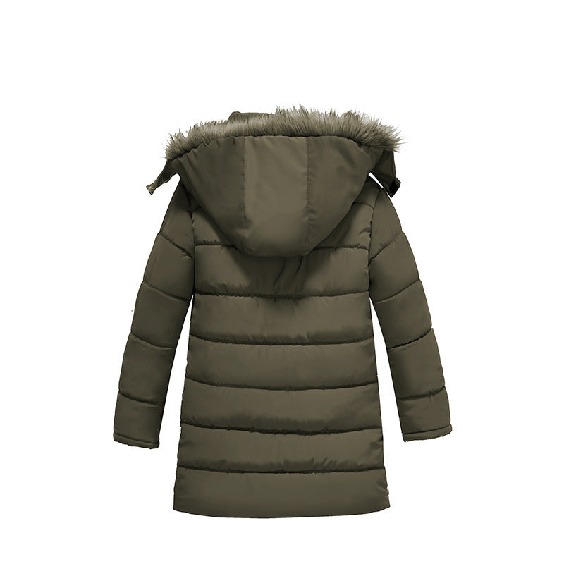 Boys Large Fur Collar Padded Warm Cotton Jacket