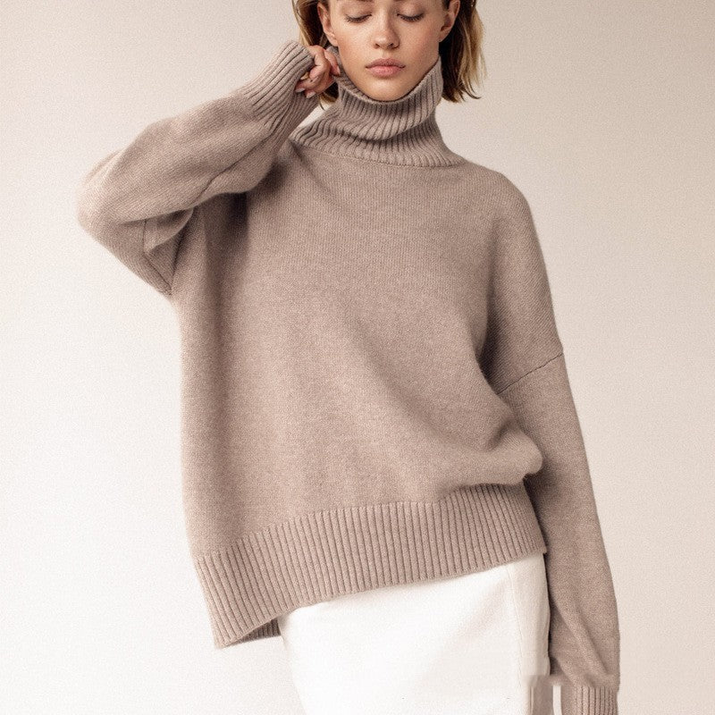 High Collar Loose Knitted Sweater