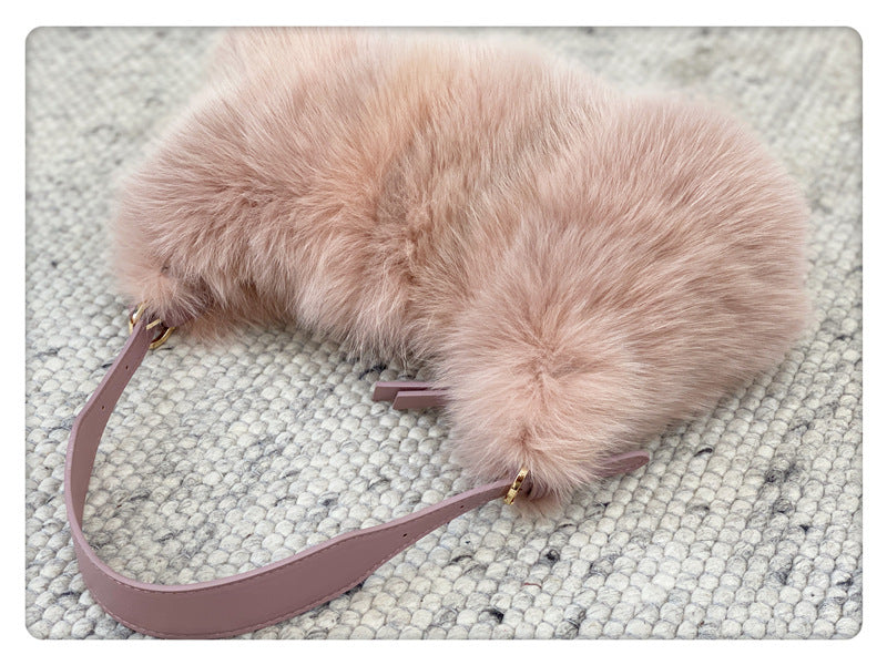 Fox Fur Stitching Women's Handbag